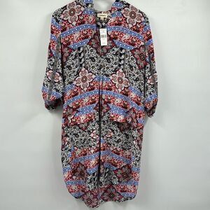 L’AGENCE Silk Floral Shirtdress Tabbed Sleeves Front Pockets Small New With Tags